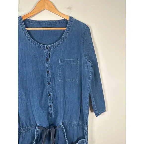COS Blue Mid Wash Denim Short Tunic Dress Pockets 100% Cotton Size 8 - Picture 2 of 9